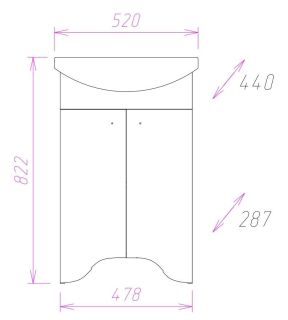 Напольная тумба под раковину Onika Омега 105015 50см белый